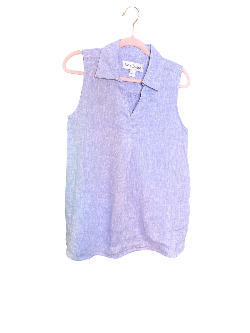 Sara Campbell Chambray Sleeveless 100% Linen Lightweight Resortwear Top sz M